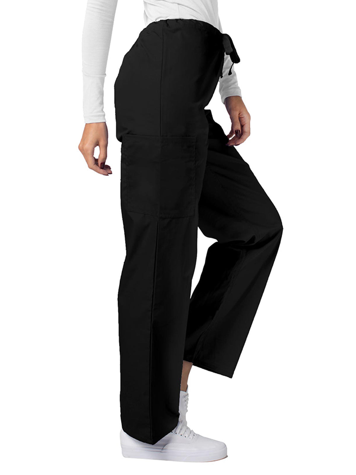 Unisex Natural-Rise Drawstring Tapered Leg Pant - 504 - Black