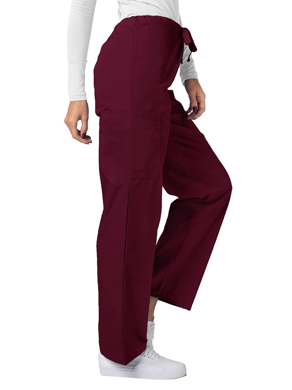 Unisex Natural-Rise Drawstring Tapered Leg Pant - 504 - Burgundy