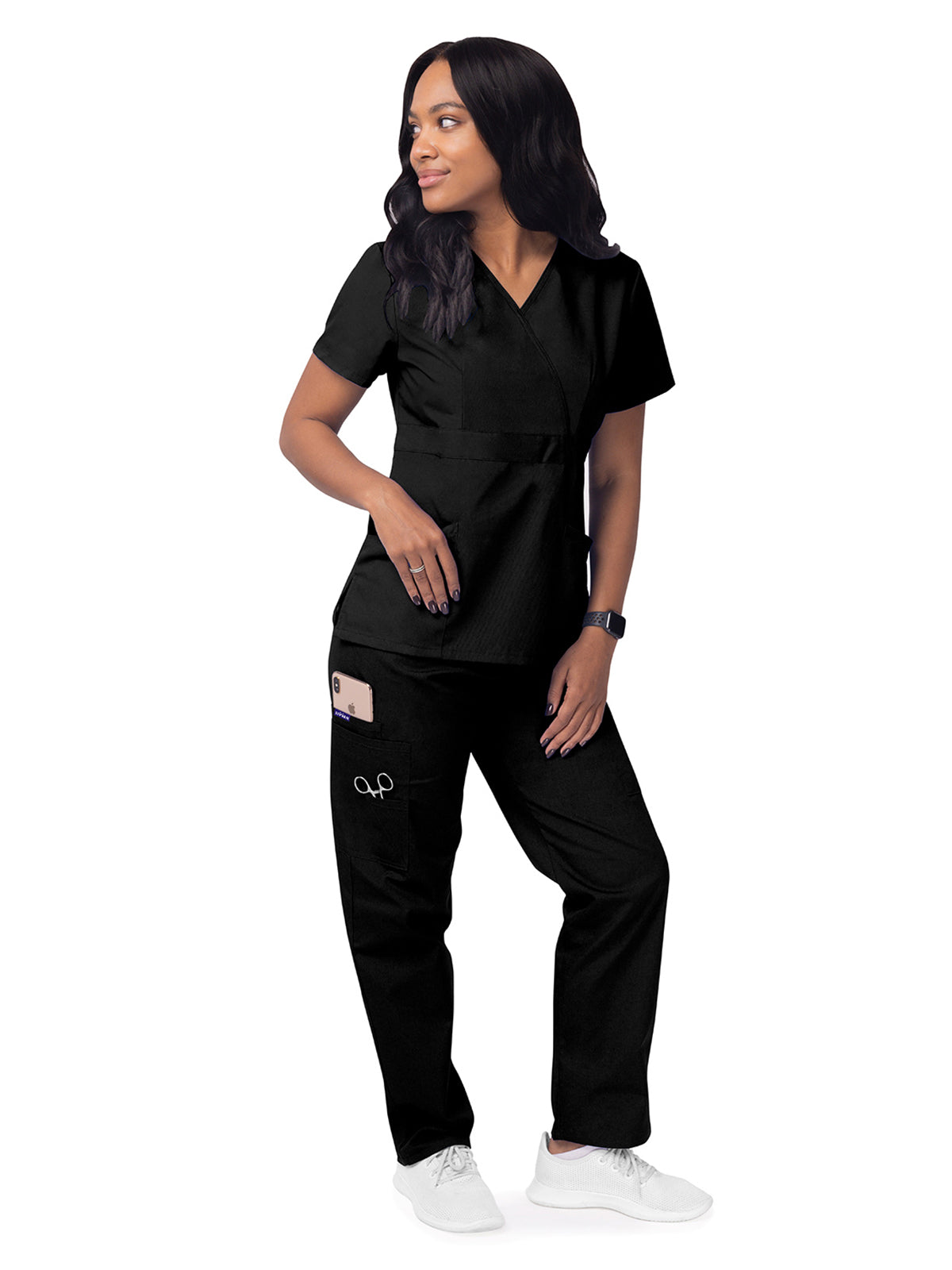 Women's Mock Wrap Top - S8302 - Black