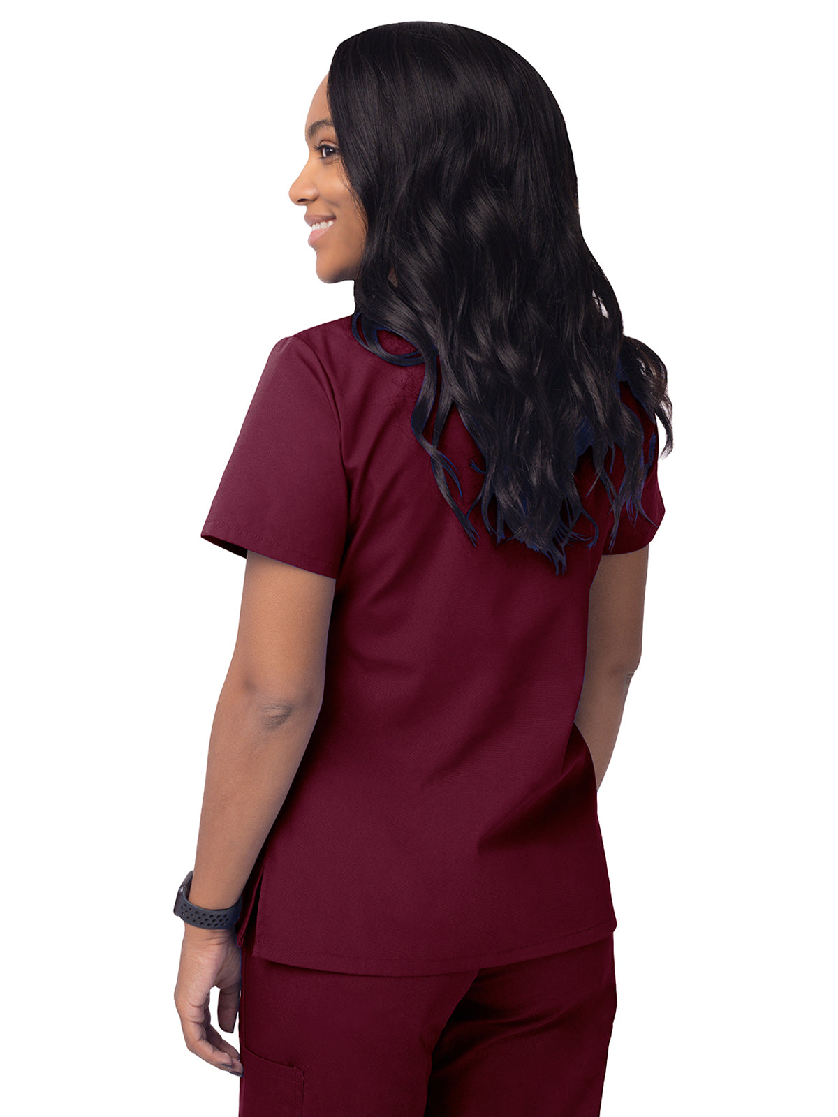 Women's Mock Wrap Top - S8302 - Burgundy