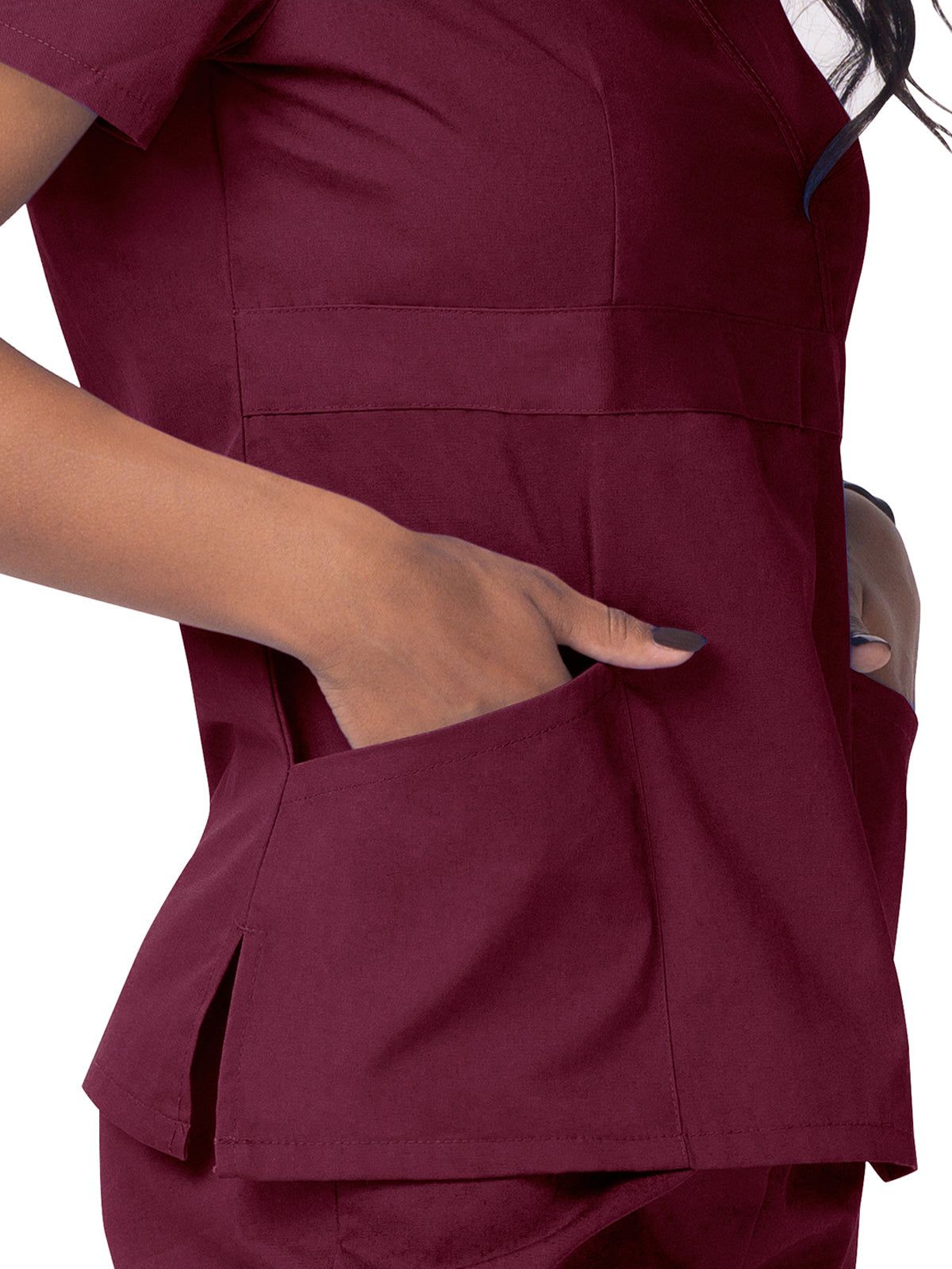 Women's Mock Wrap Top - S8302 - Burgundy
