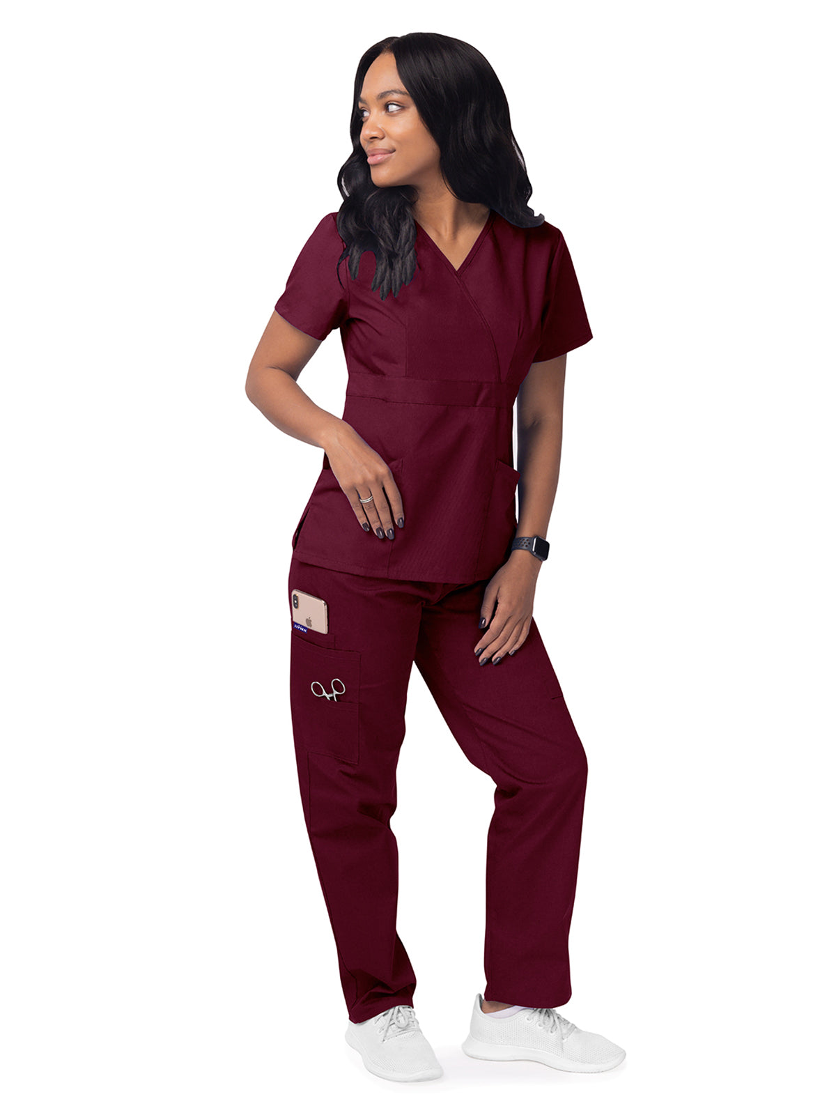 Women's Mock Wrap Top - S8302 - Burgundy