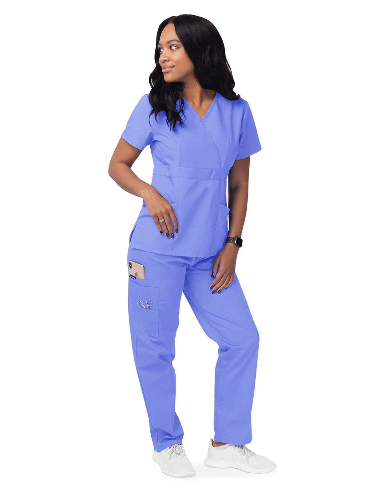 Women's Mock Wrap Top - S8302 - Ceil Blue