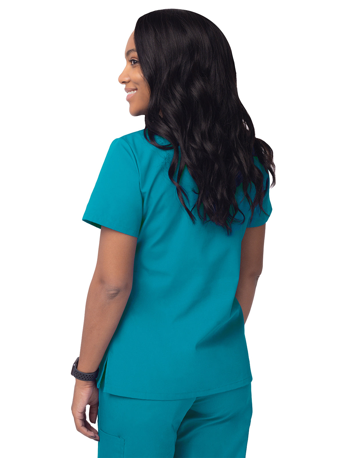 Women's Mock Wrap Top - S8302 - Teal Blue