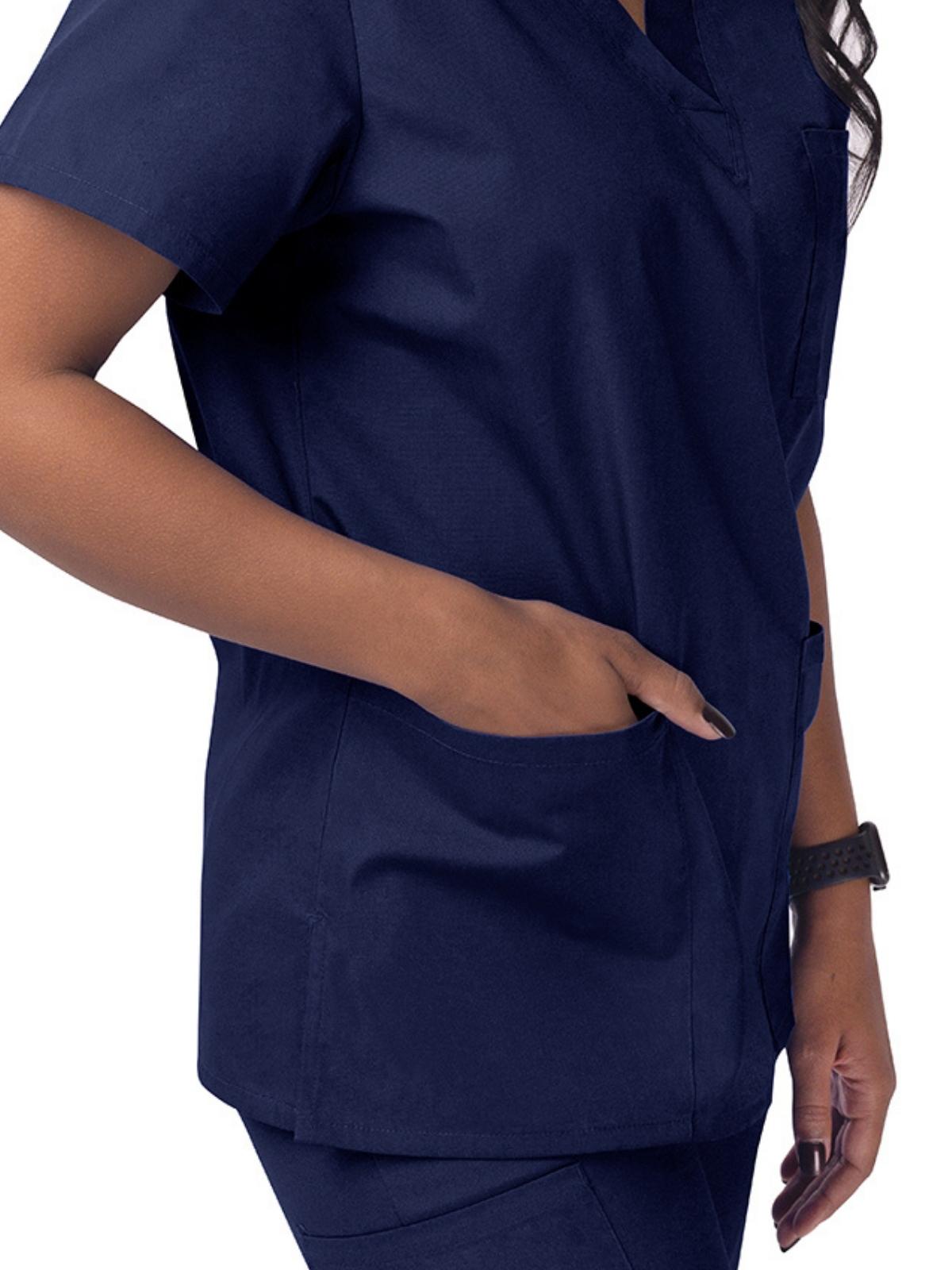 Unisex V-Neck 3 Pocket Top - S8304 - Navy