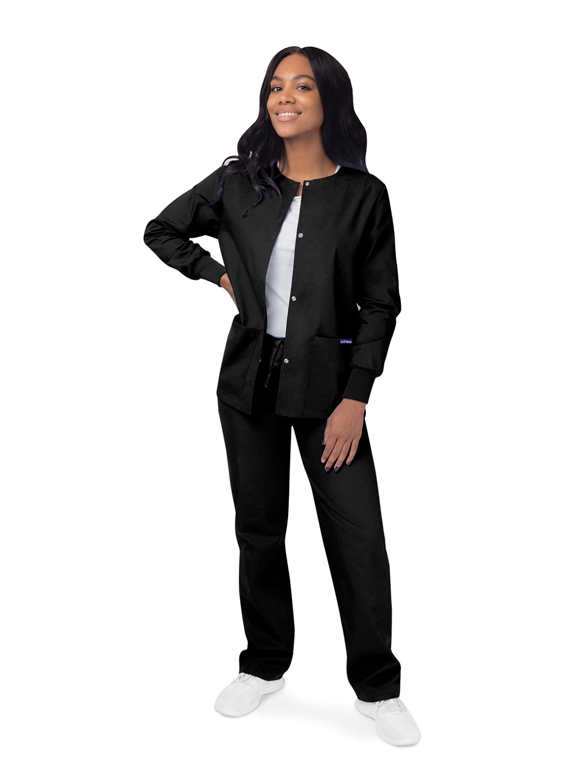 Women's Warm-Up Snap Close Jacket - S8306 - Black