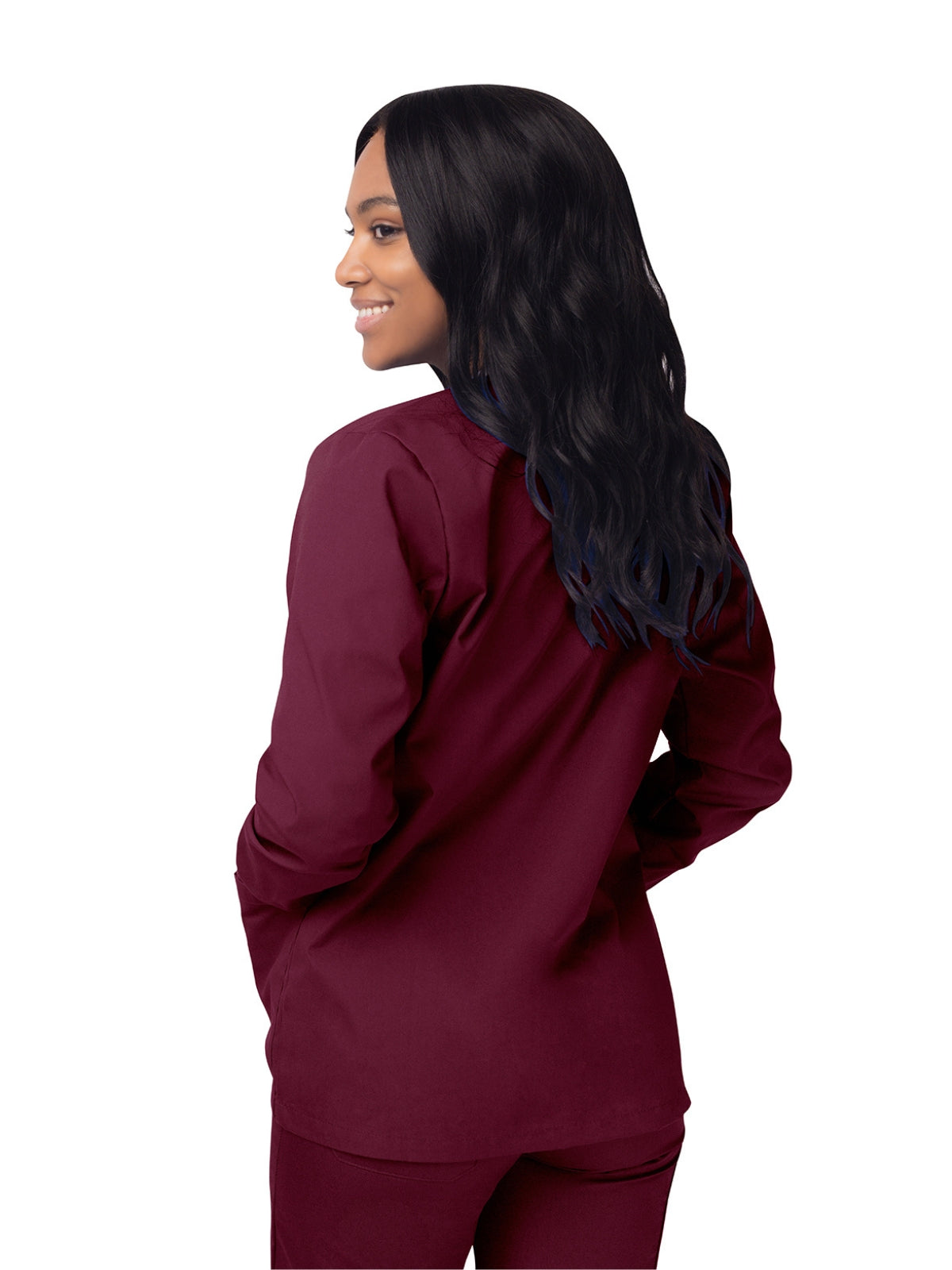 Women's Warm-Up Snap Close Jacket - S8306 - Burgundy