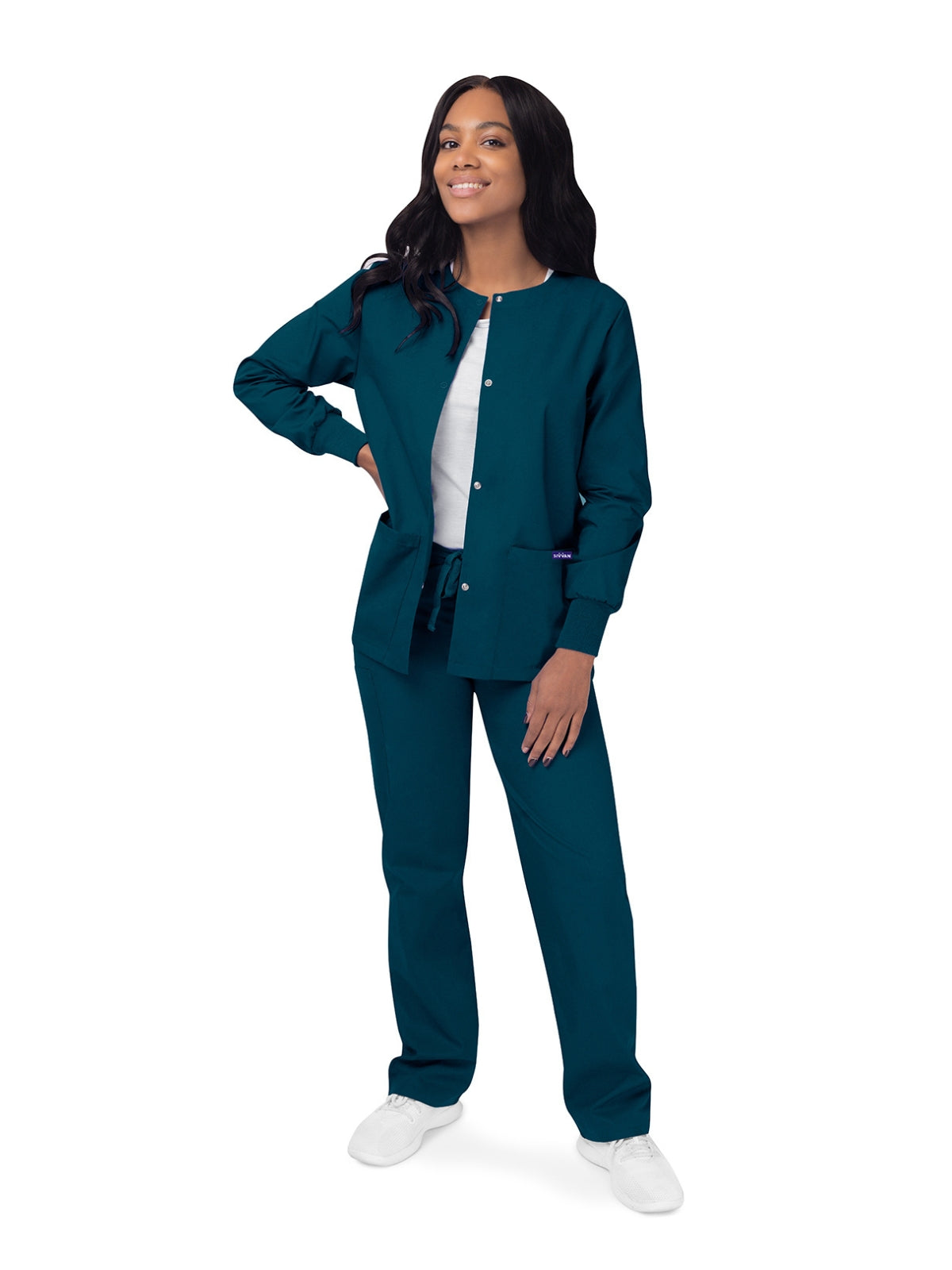 Women's Warm-Up Snap Close Jacket - S8306 - Caribbean Blue