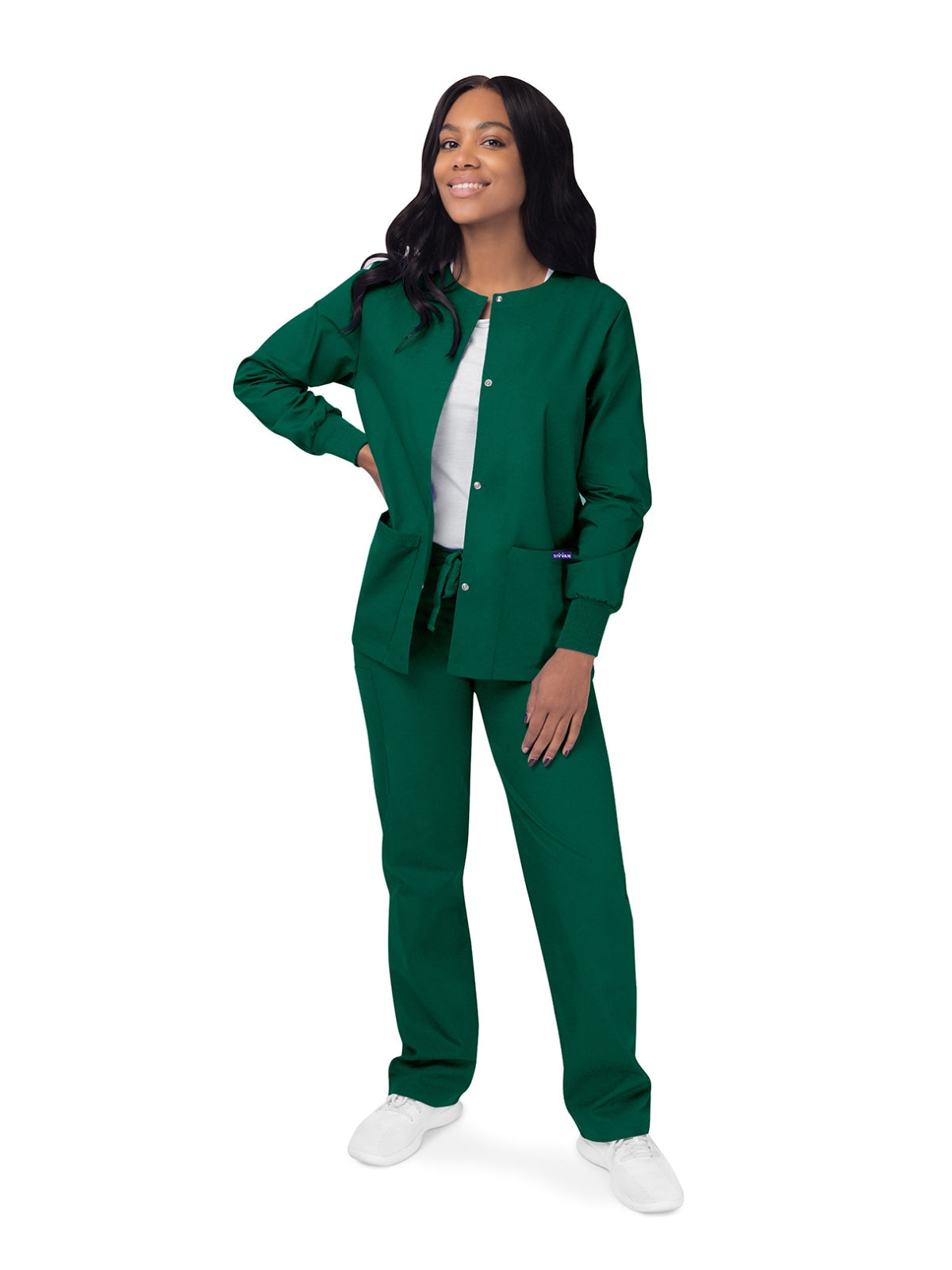 Women's Warm-Up Snap Close Jacket - S8306 - Hunter Green