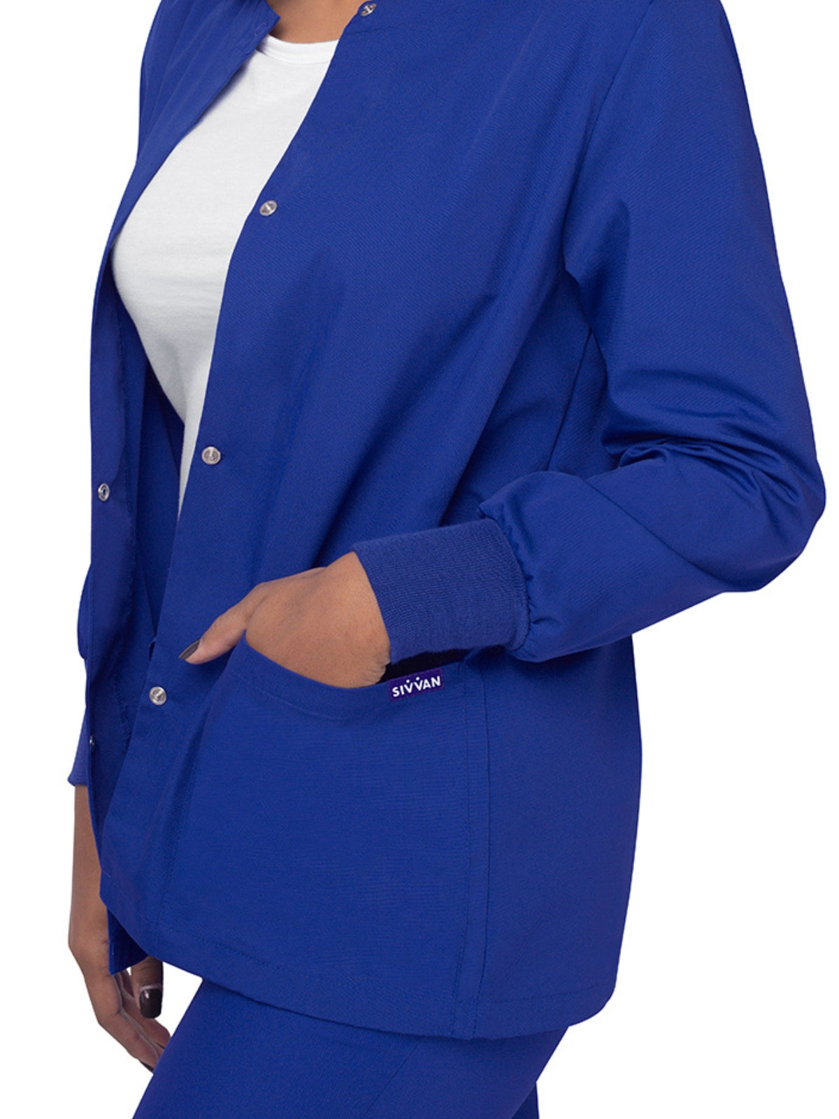 Women's Warm-Up Snap Close Jacket - S8306 - Royal Blue
