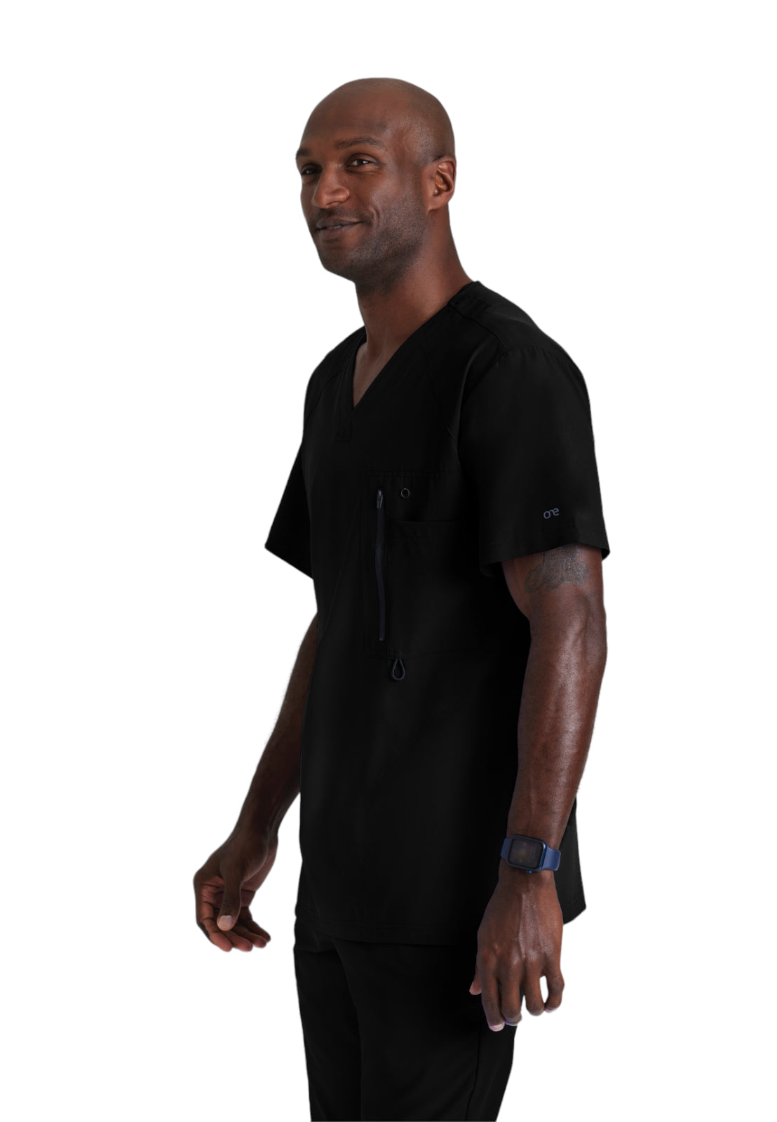 Men's V-Neck Zip Pockets Amplify Top - 0115 - Black
