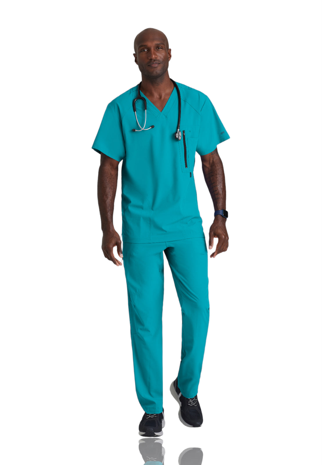 Men's V-Neck Zip Pockets Amplify Top - 0115 - Teal