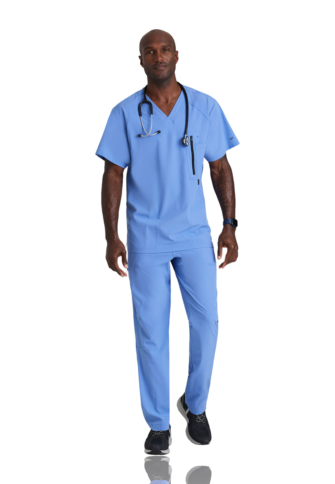 Men's V-Neck Zip Pockets Amplify Top - 0115 - Ciel Blue