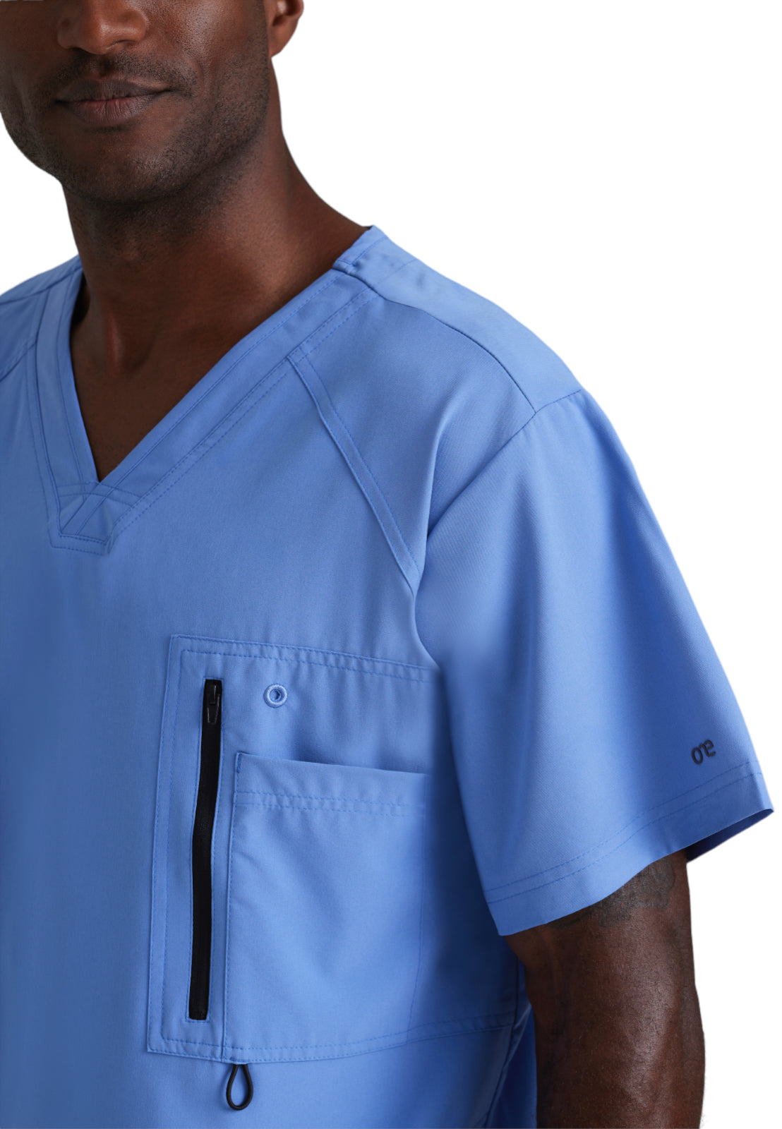 Men's V-Neck Zip Pockets Amplify Top - 0115 - Ciel Blue