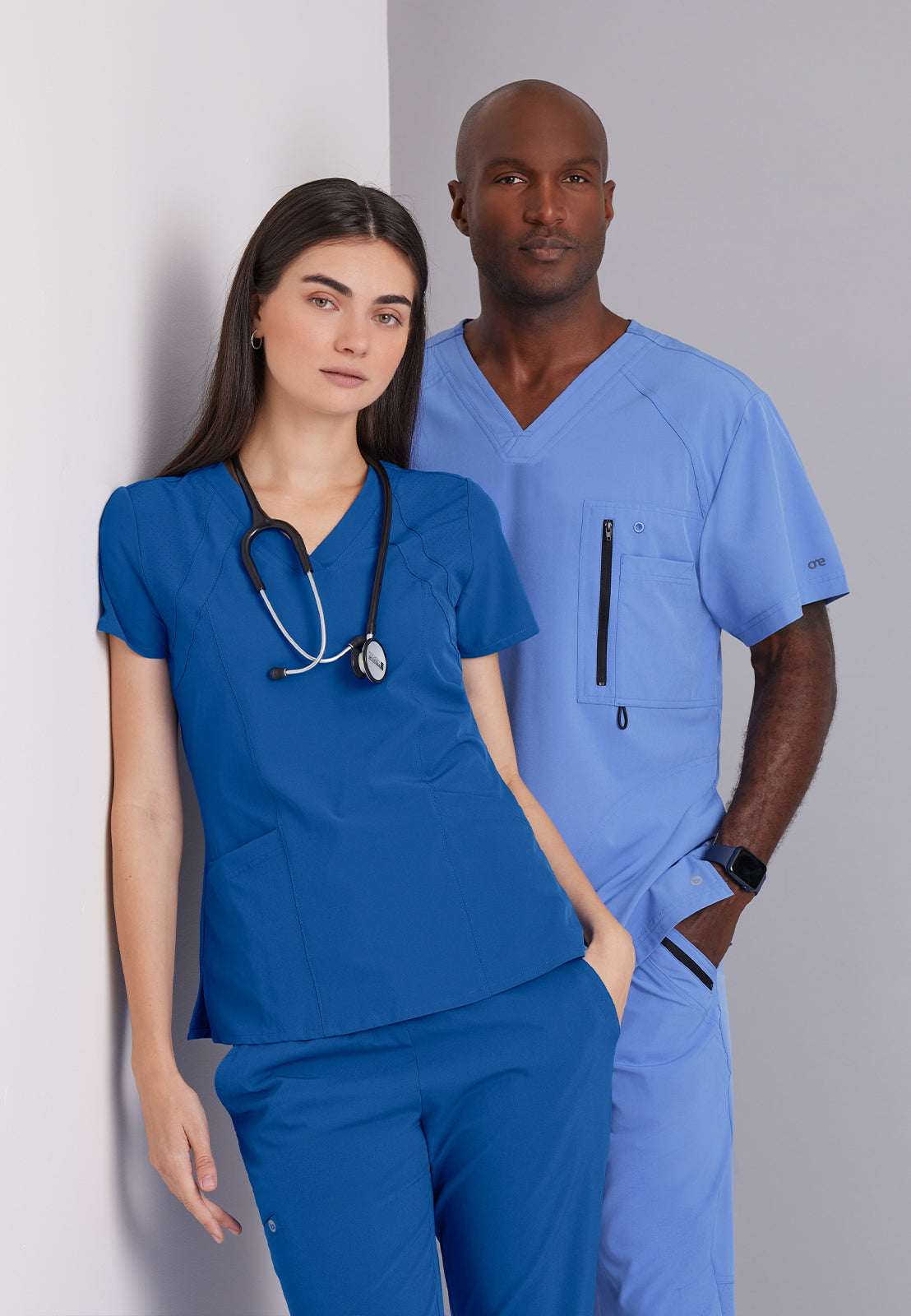 Men's V-Neck Zip Pockets Amplify Top - 0115 - Ciel Blue