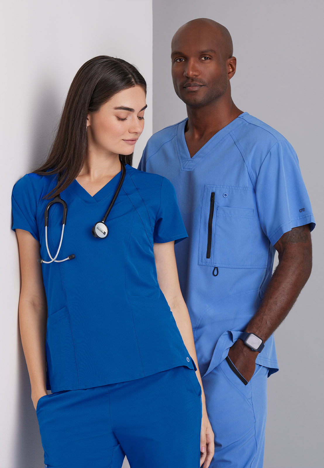 Men's V-Neck Zip Pockets Amplify Top - 0115 - Ciel Blue