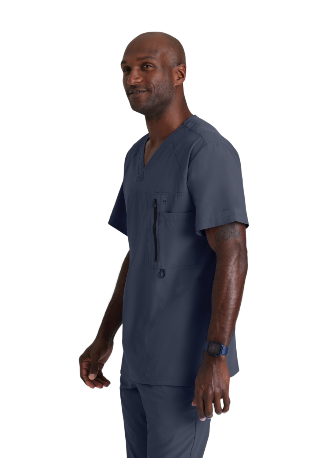 Men's V-Neck Zip Pockets Amplify Top - 0115 - Steel