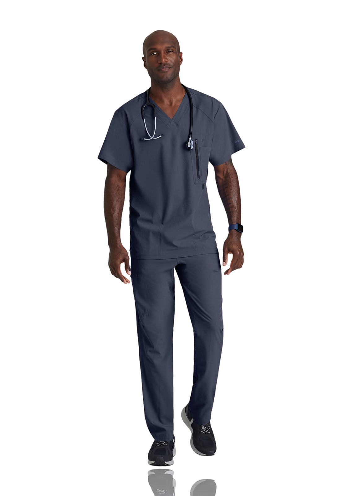 Men's V-Neck Zip Pockets Amplify Top - 0115 - Steel