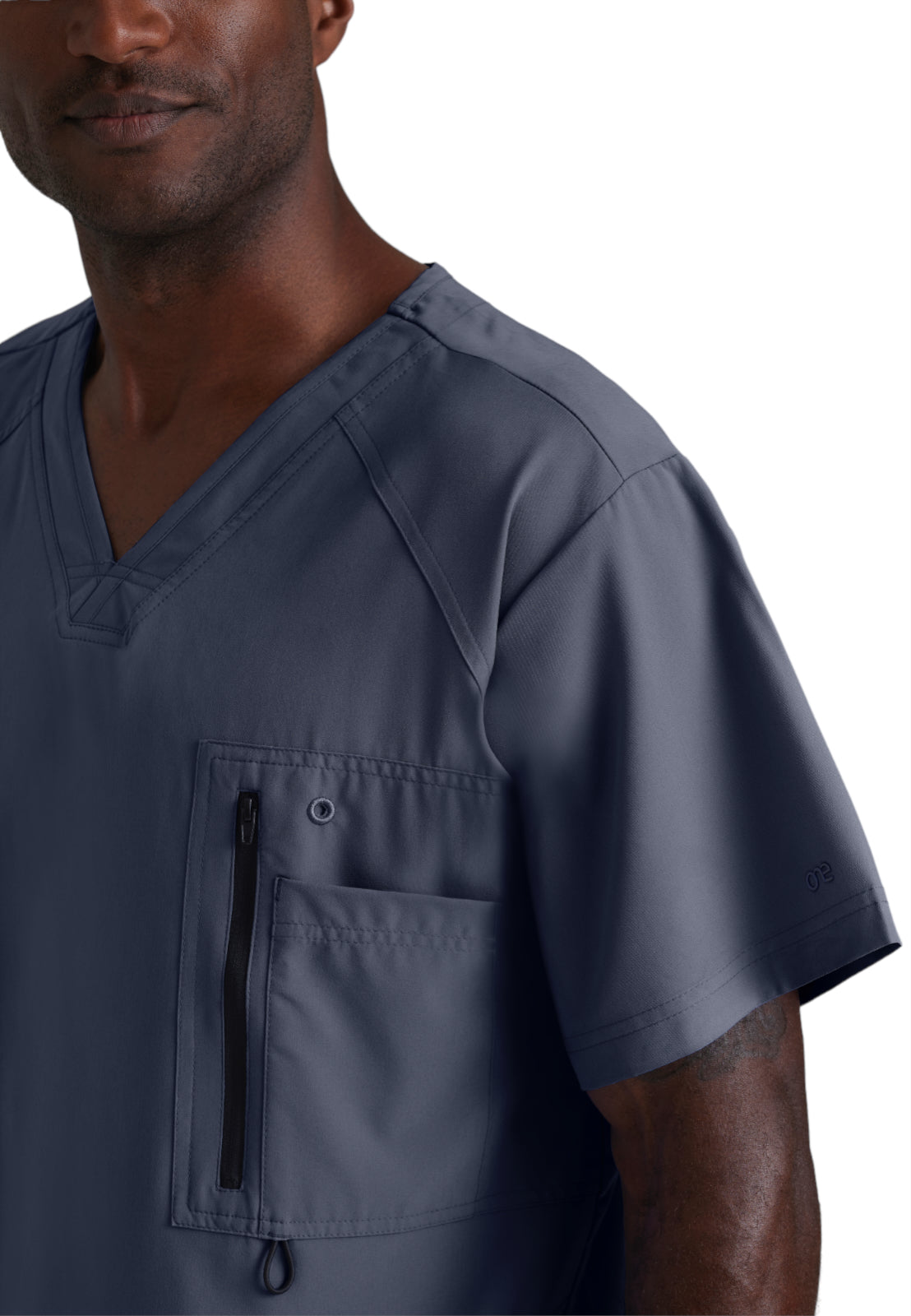 Men's V-Neck Zip Pockets Amplify Top - 0115 - Steel