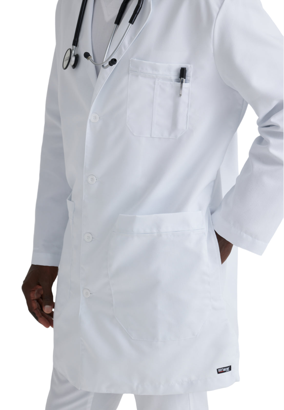 Men's Five-Pocket 37" Noah Lab Coat - 0914 - White