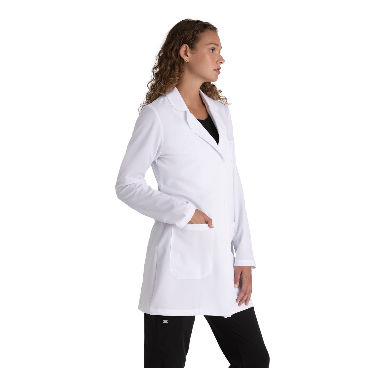 Women's Three-Pocket Round Notch Collar 32" Brooke Lab Coat - 2405 - White