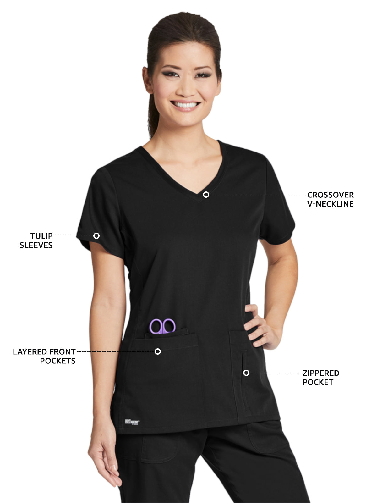 Women's V-Neck Cora Top - 41423 - Black