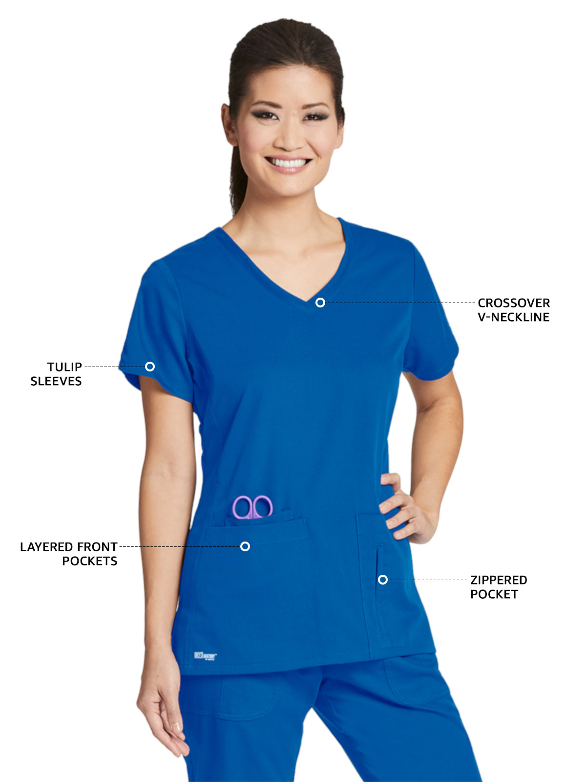 Women's V-Neck Cora Top - 41423 - New Royal