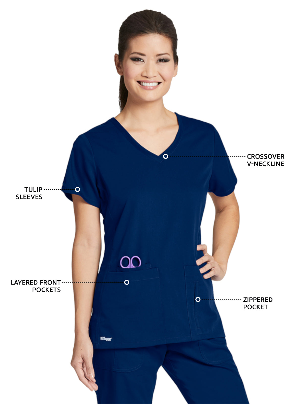 Women's V-Neck Cora Top - 41423 - Indigo (Navy)
