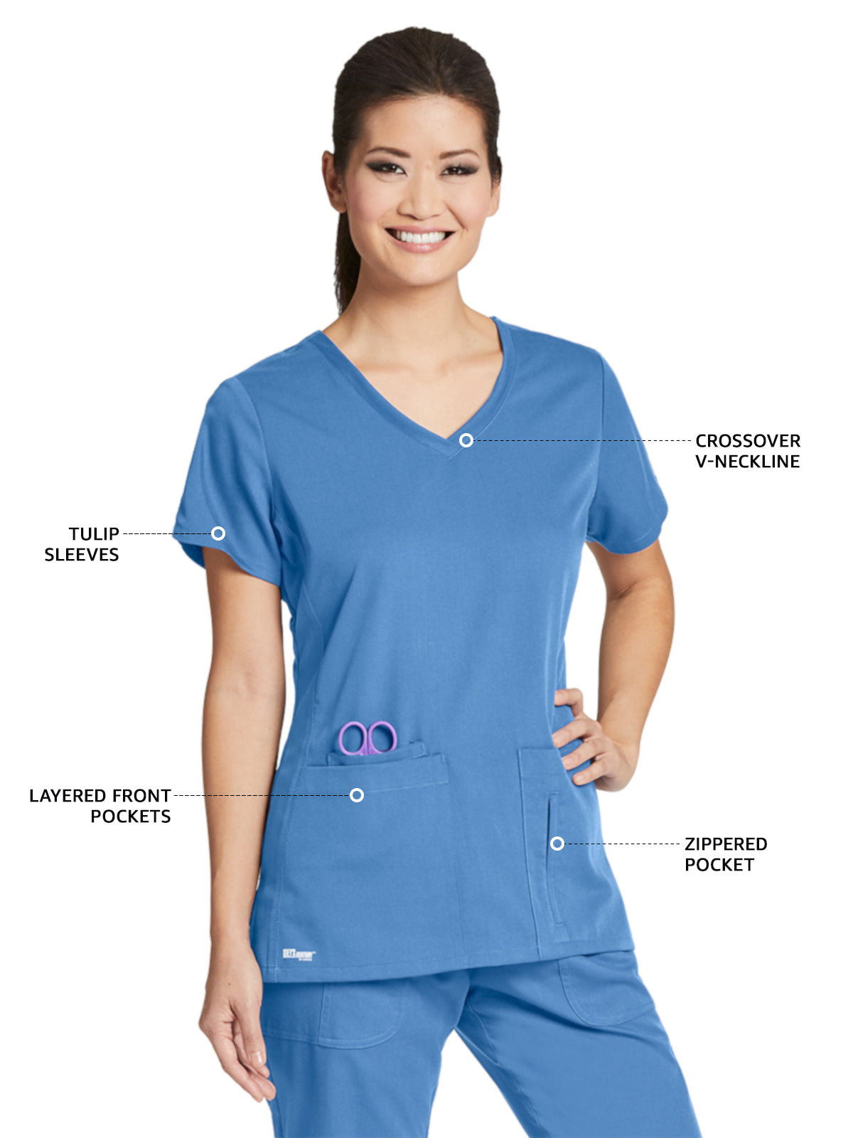Women's V-Neck Cora Top - 41423 - Ciel Blue