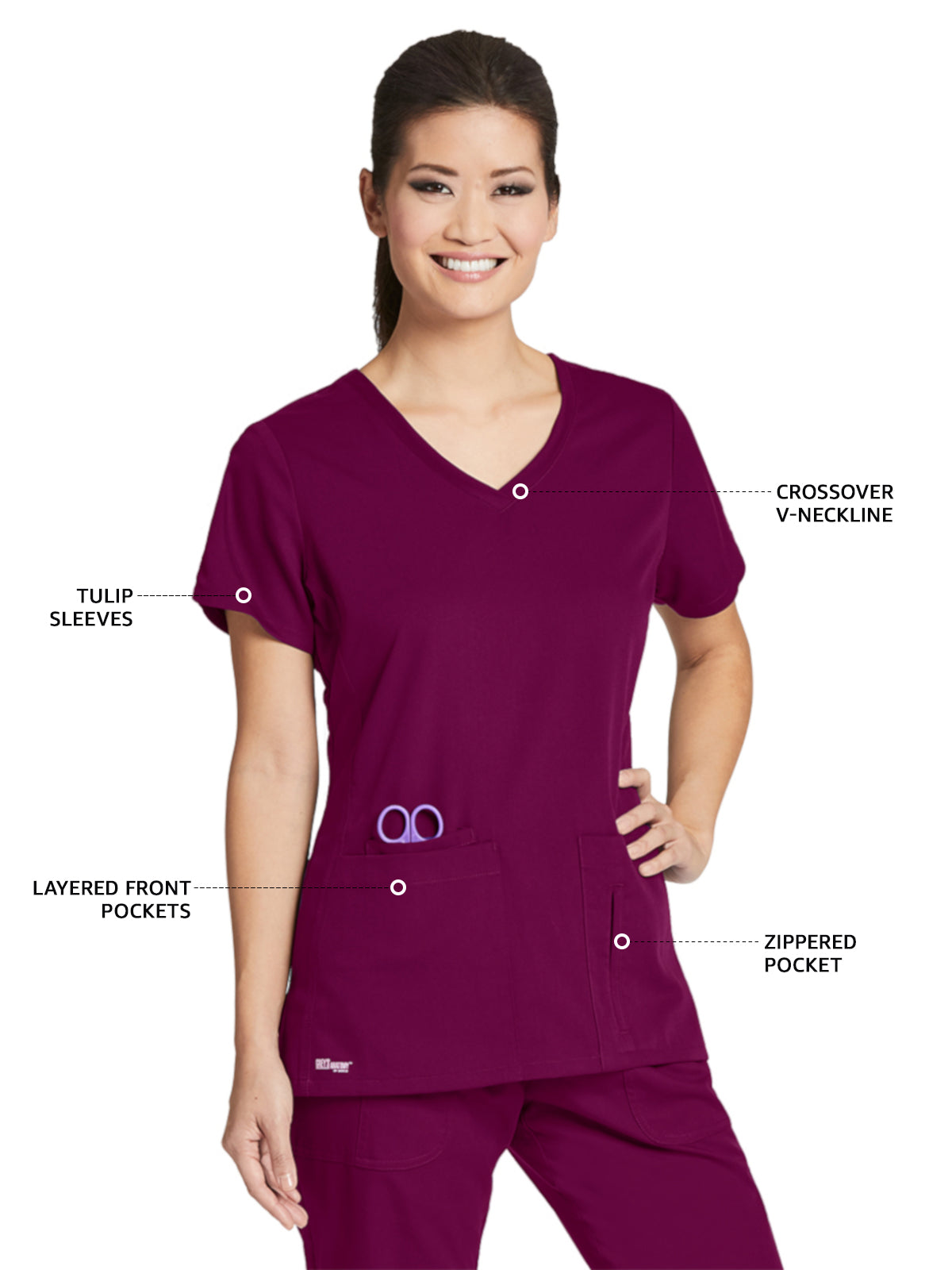 Women's V-Neck Cora Top - 41423 - Wine