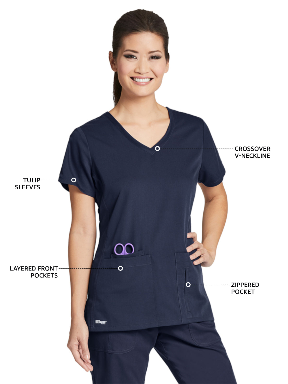 Women's V-Neck Cora Top - 41423 - Steel