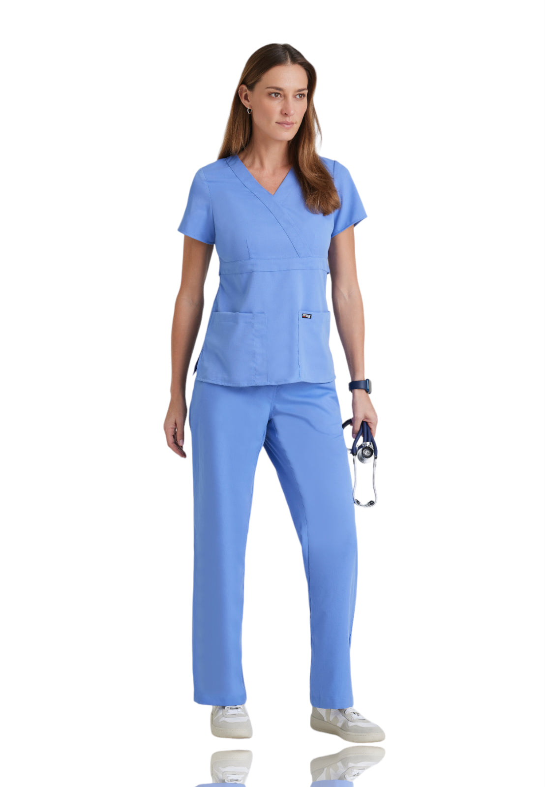 Women's Mock Wrap Riley Top - 4153 - Ciel Blue
