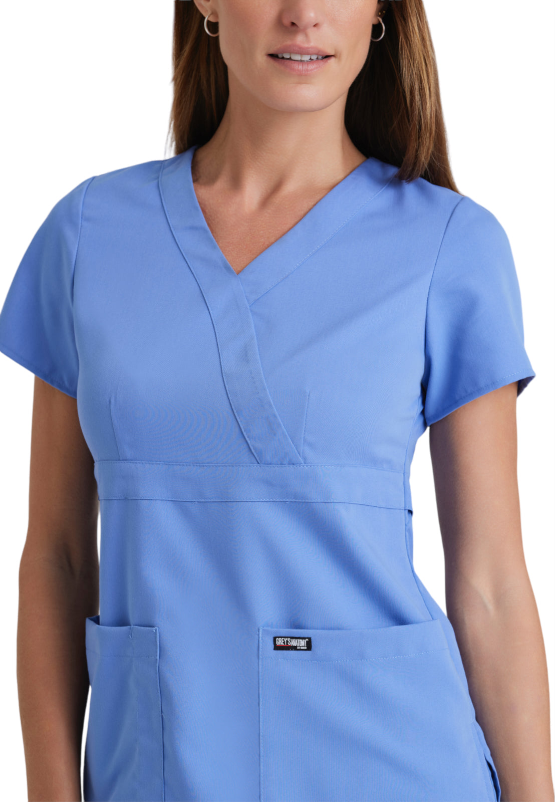 Women's Mock Wrap Riley Top - 4153 - Ciel Blue