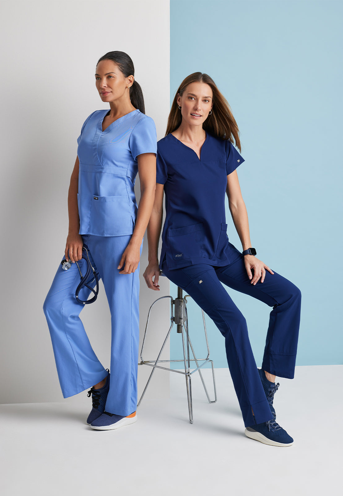 Women's Mock Wrap Riley Top - 4153 - Ciel Blue