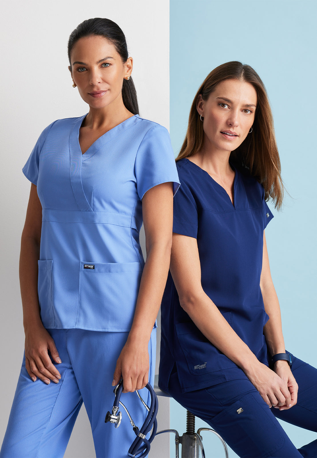 Women's Mock Wrap Riley Top - 4153 - Ciel Blue