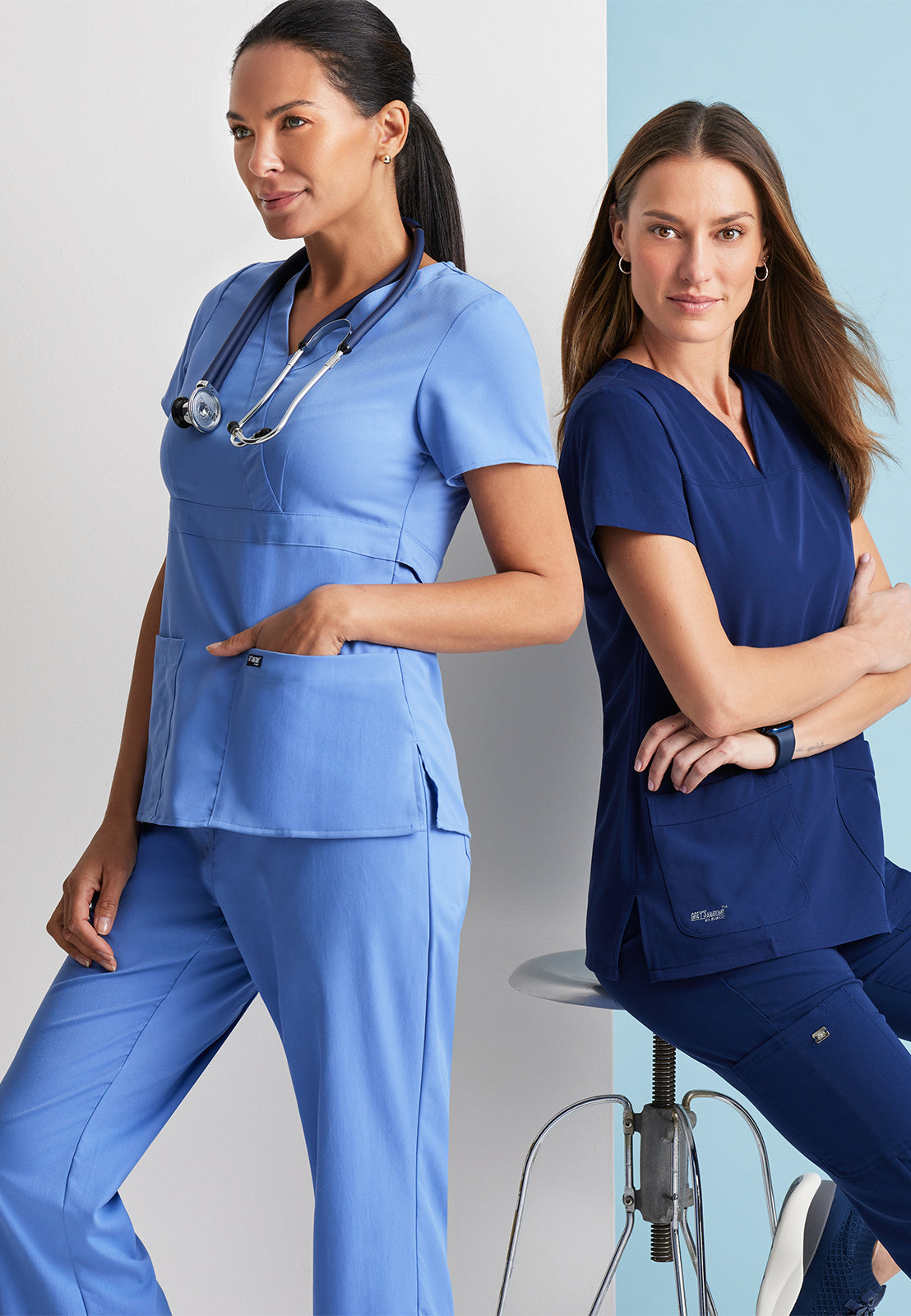Women's Mock Wrap Riley Top - 4153 - Ciel Blue