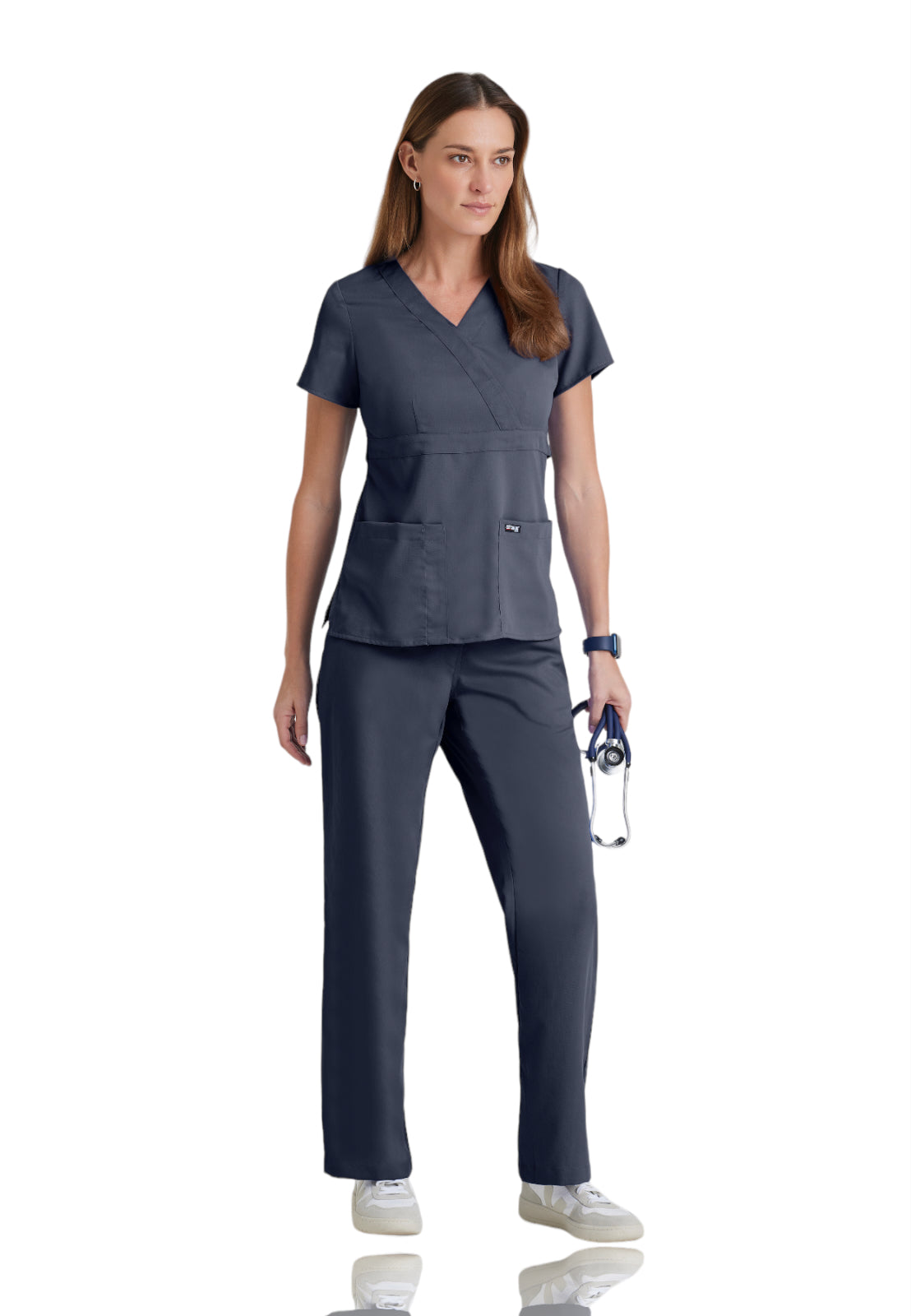 Women's Mock Wrap Riley Top - 4153 - Steel