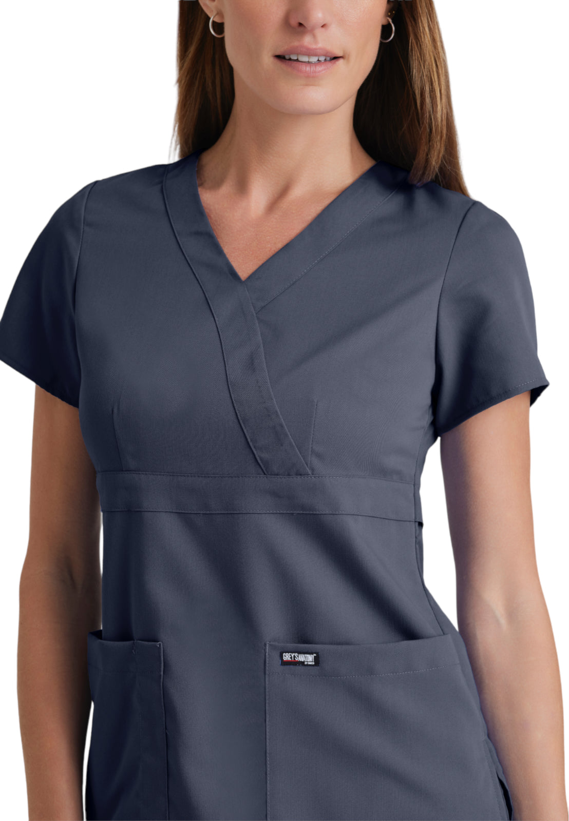 Women's Mock Wrap Riley Top - 4153 - Steel