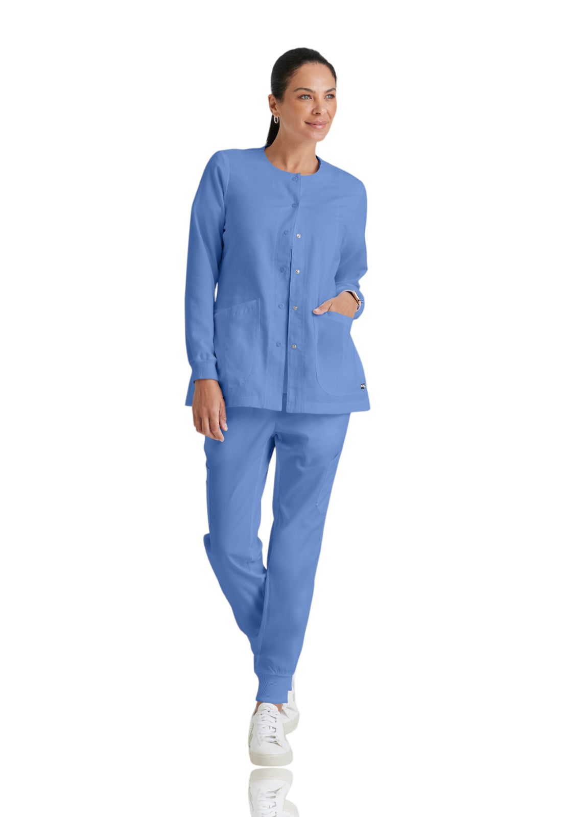Women's Round Neck Jamie Warm Up Jacket - 4450 - Ciel Blue