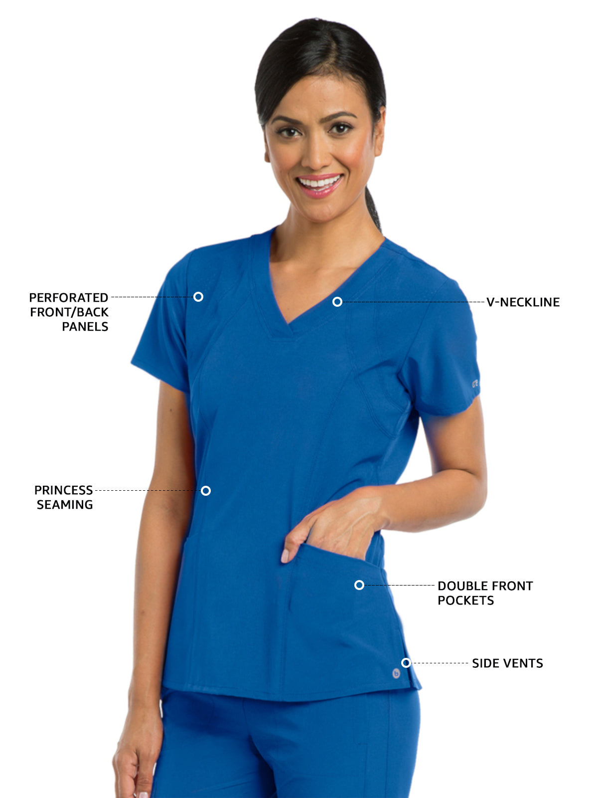 Women's V-Neck Racer Top - 5105 - New Royal