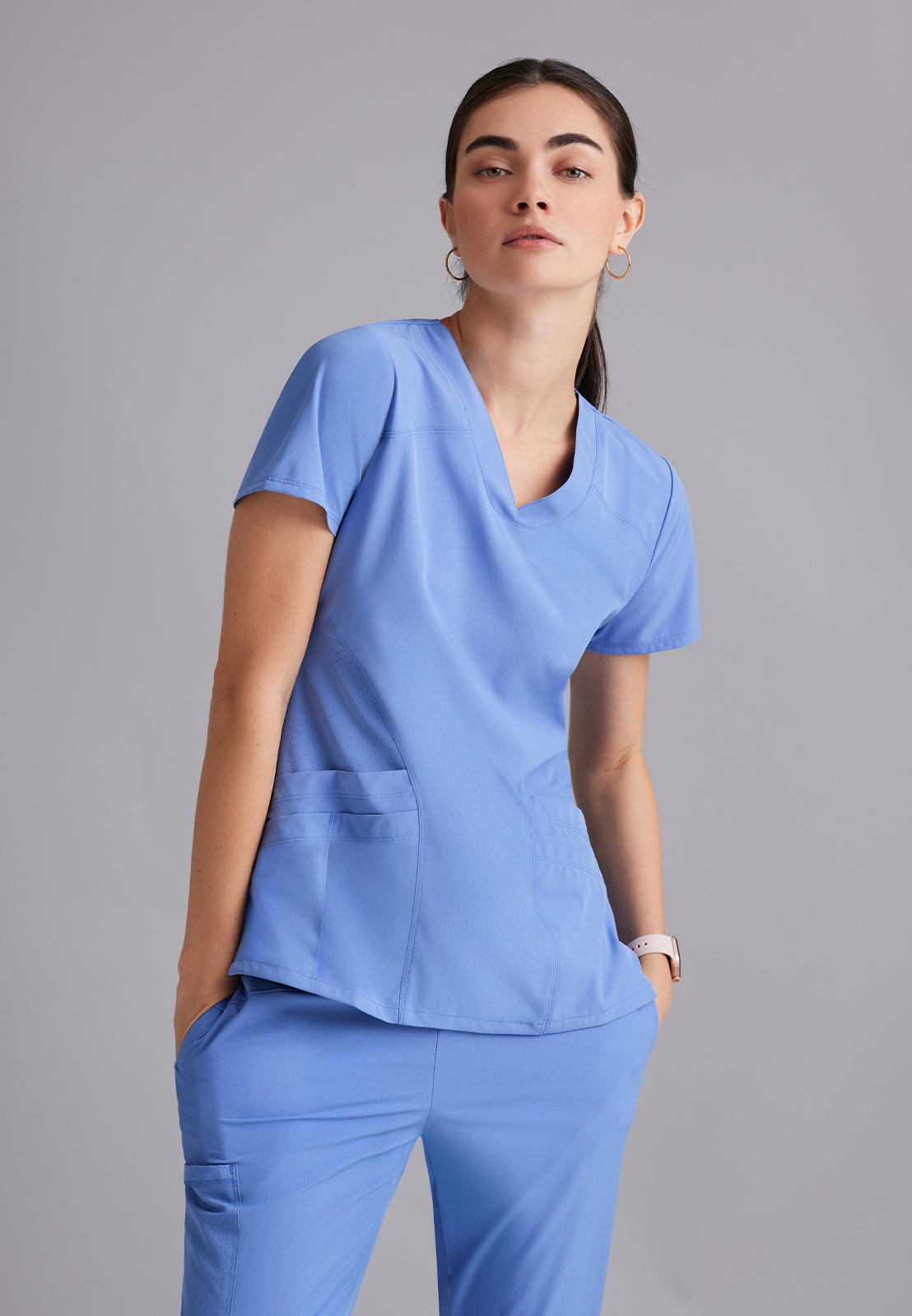 Women's V-Neck Pulse Top - 5106 - Ciel Blue