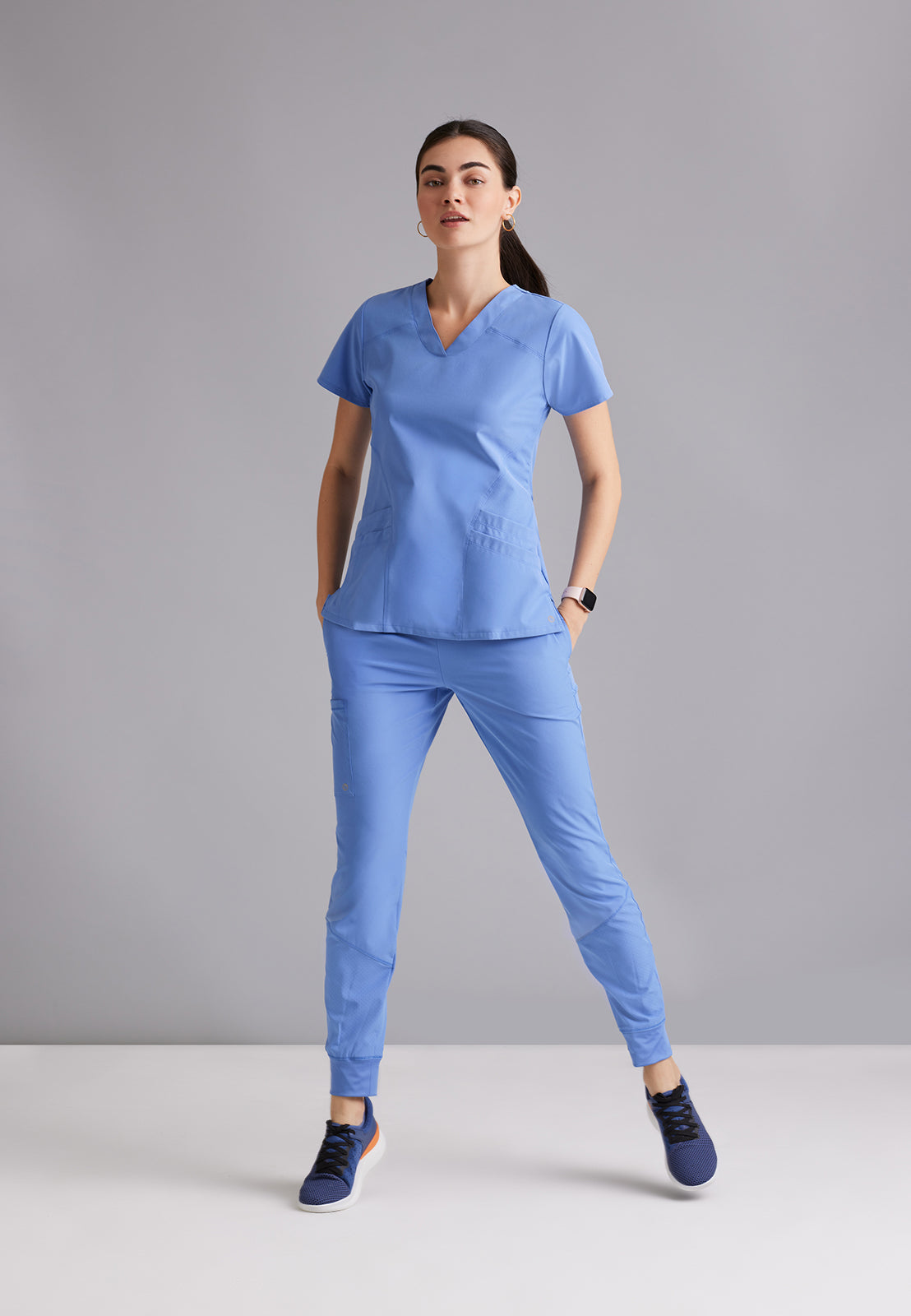 Women's V-Neck Pulse Top - 5106 - Ciel Blue