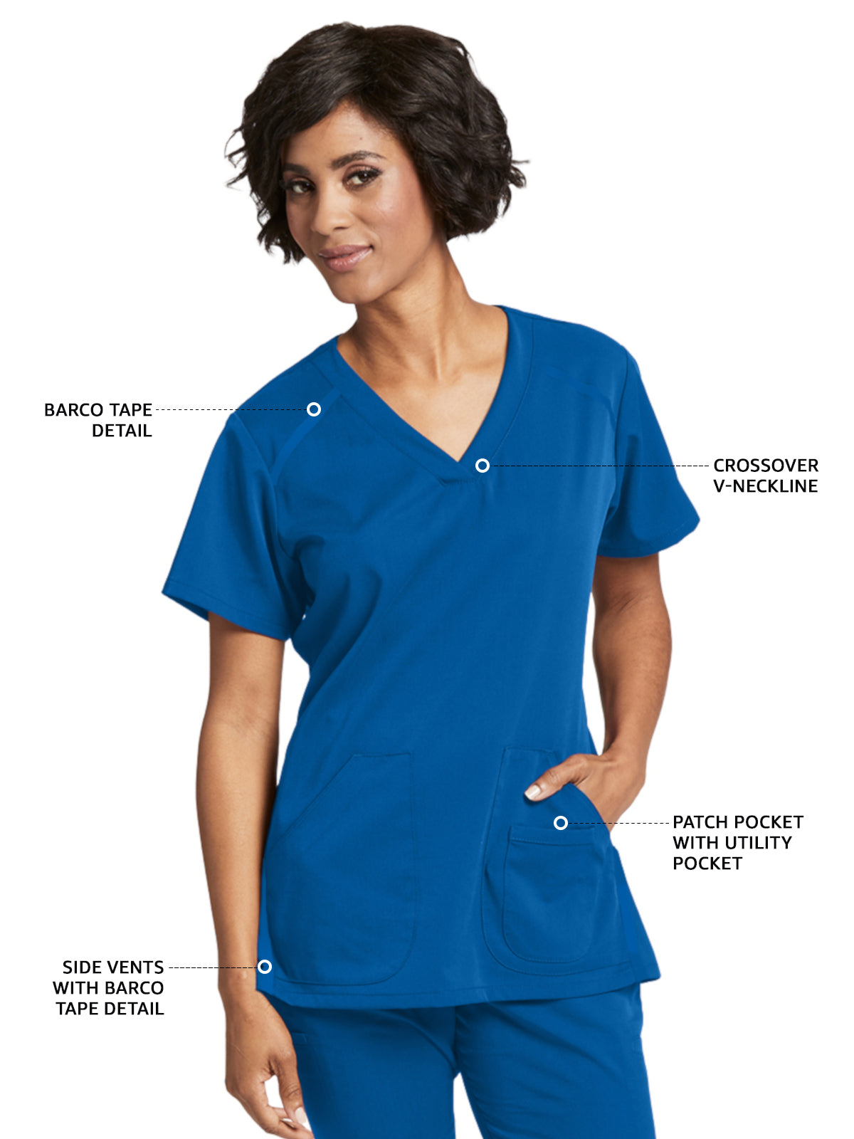 Women's V-Neck Elevate Top - 7188 - New Royal
