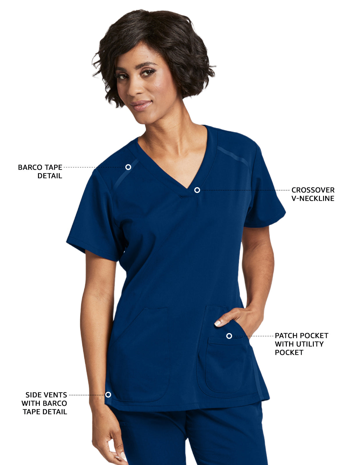 Women's V-Neck Elevate Top - 7188 - Indigo (Navy)