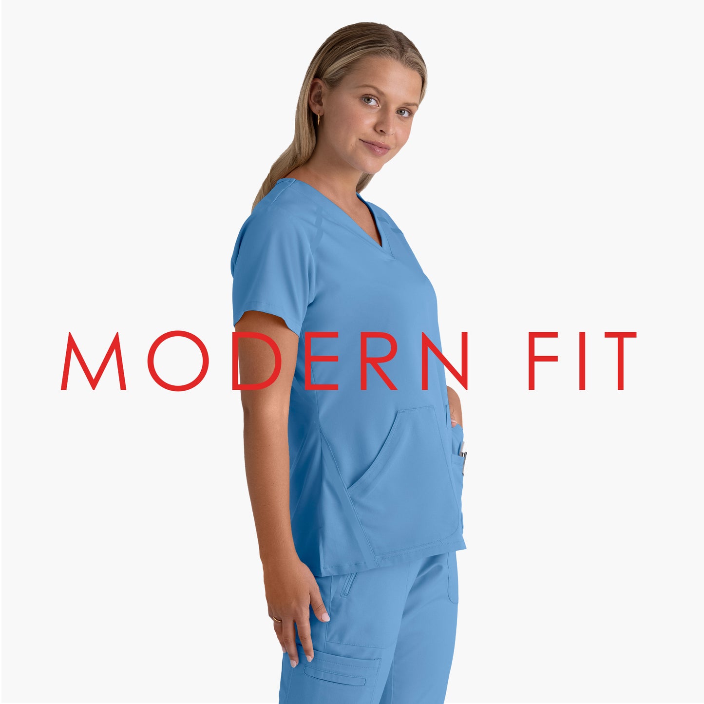 Women's V-Neck Elevate Top - 7188 - Ciel Blue
