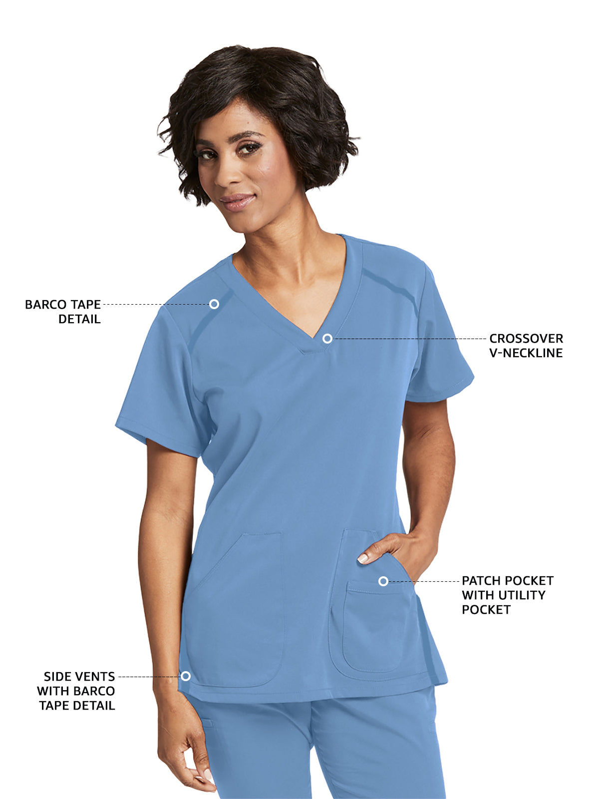 Women's V-Neck Elevate Top - 7188 - Ciel Blue