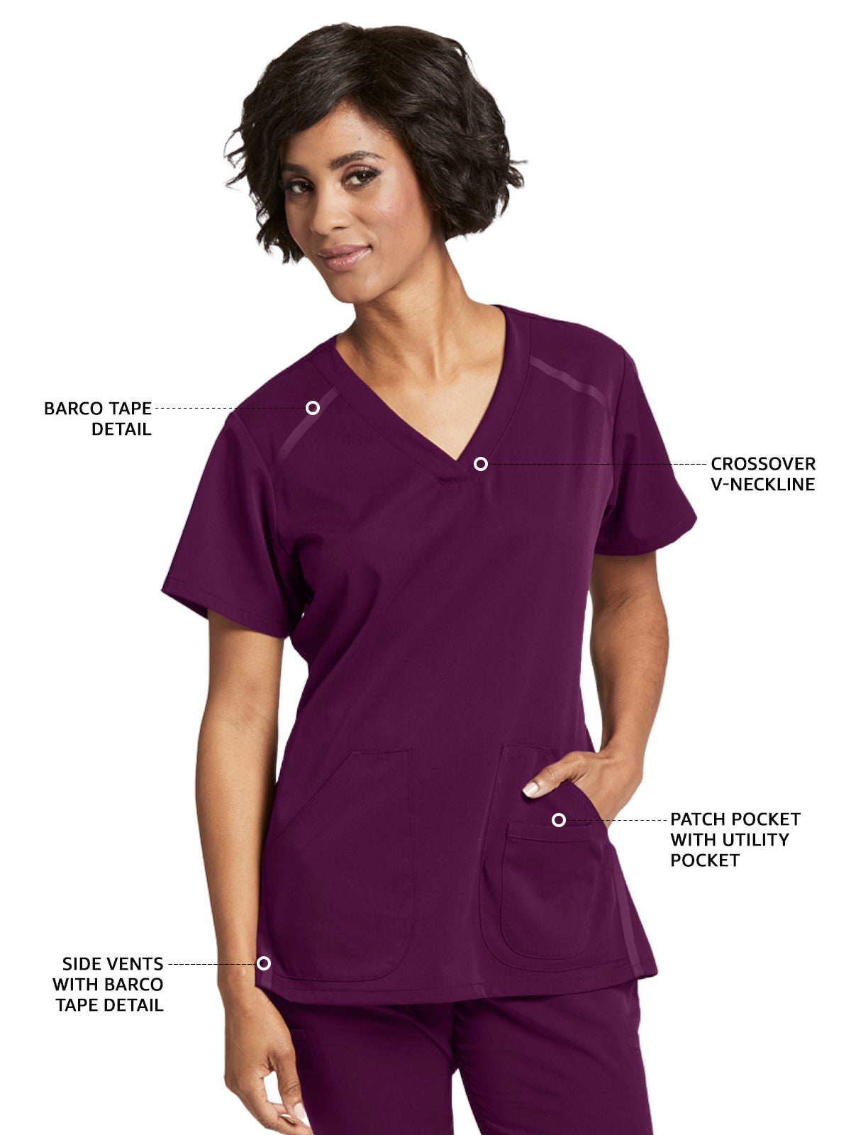 Women's V-Neck Elevate Top - 7188 - Wine