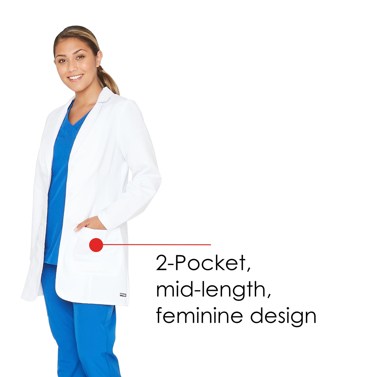 Women's Two-Pocket Tailored Fit 31.5" Hannah Lab Coat - 7446 - White