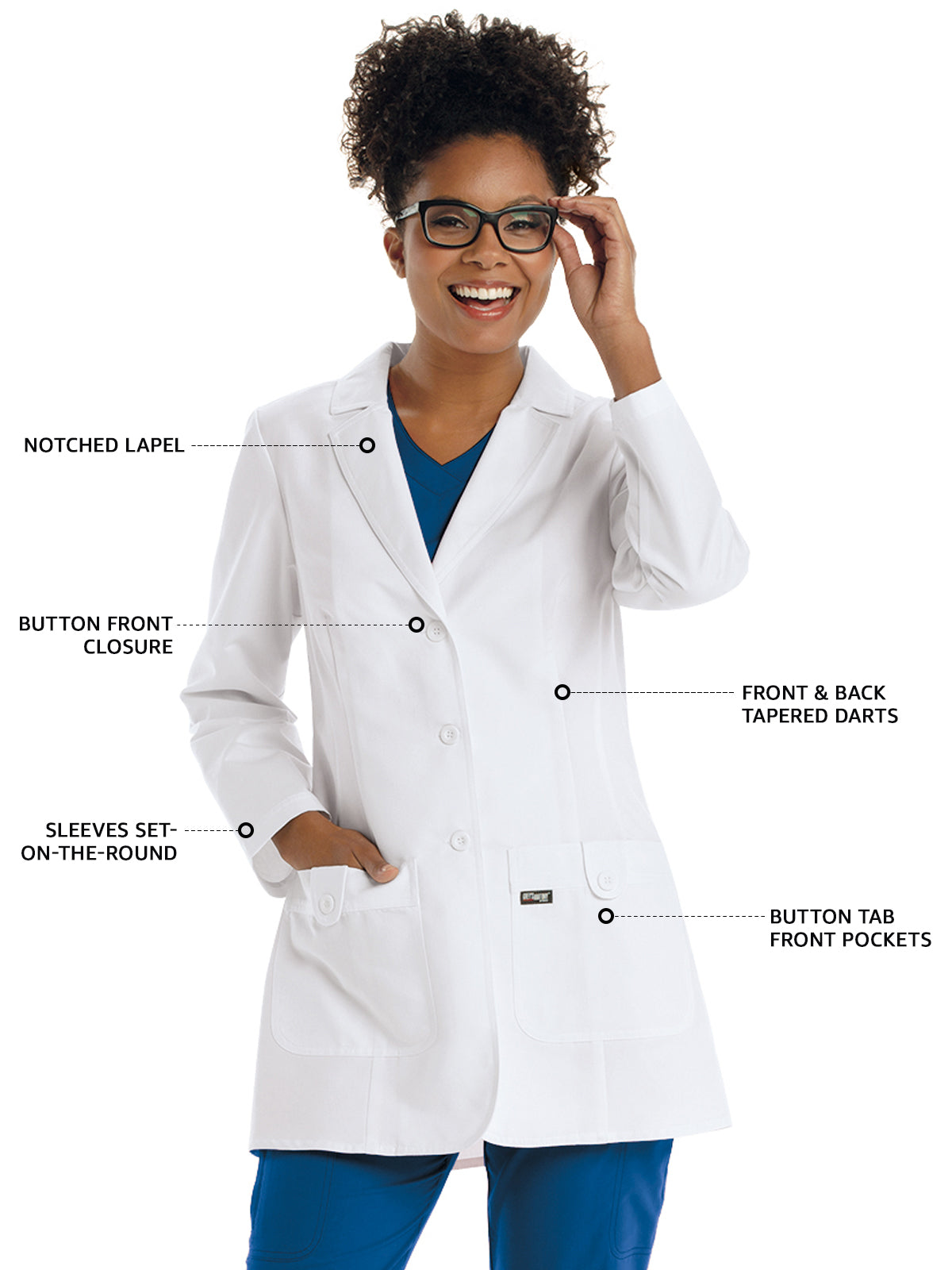 Women's Two-Pocket Tailored Fit 31.5" Hannah Lab Coat - 7446 - White