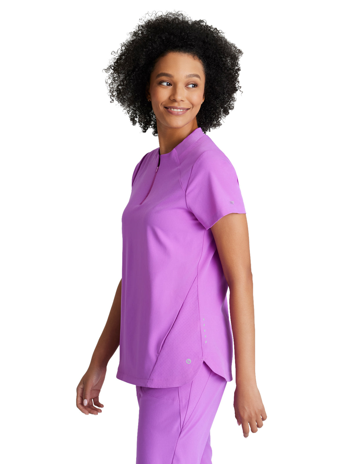 Women's 2 Pocket Banded Zip Collar Flux Top - BOT216 - Helio Purple